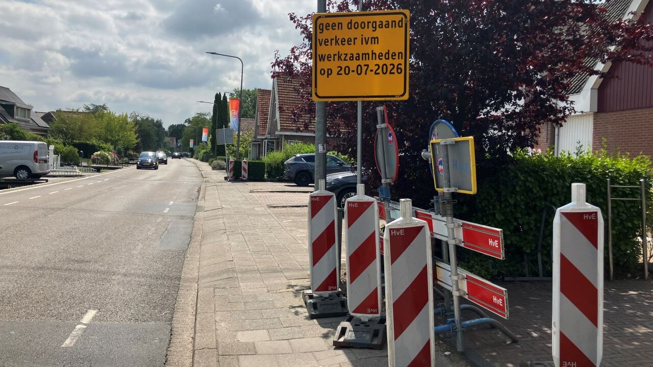 Zuideinde maandag 20 juli tijdelijk gedeeltelijk afgesloten vanwege werkzaamheden aan waterleiding